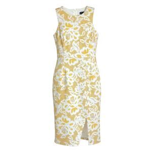 Kate and Lily Women's Size 6 Yellow White Floral Dress Sleeveless Front Slit